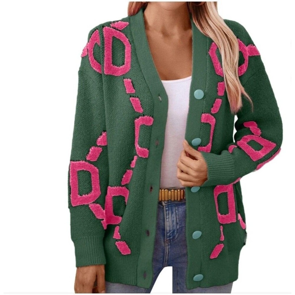 Women's Chunky Knit Button Up Cardigan Sweater Women's Sz S Button Up Oversized